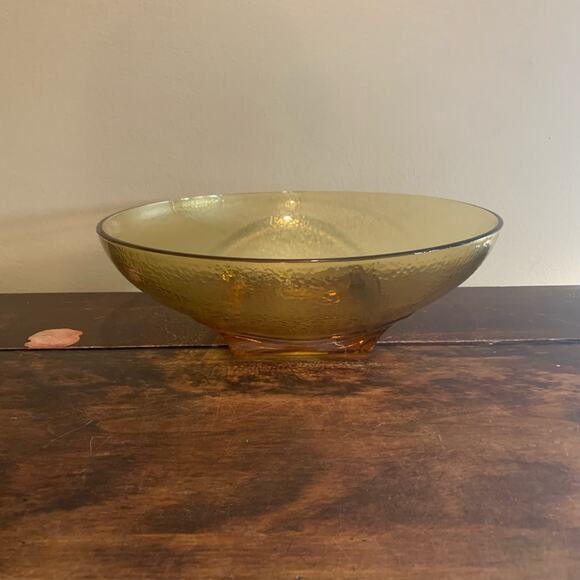 Vintage Hazel Atlas Colony pebblestone‎ Amber Gold Glass Square Base Bowl - Picture 1 of 7